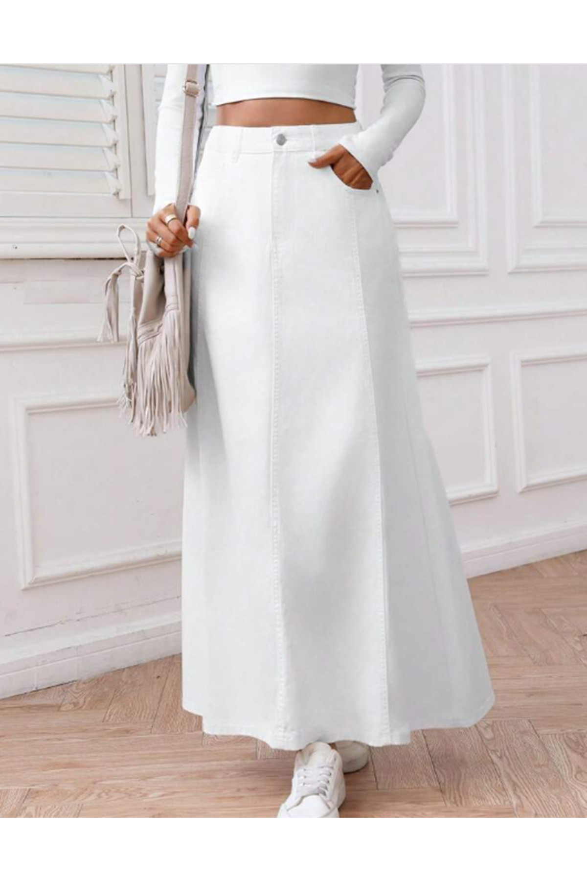 VELLICHOR  PARÇALI UZUN DENİM ETEK - Görsel 2