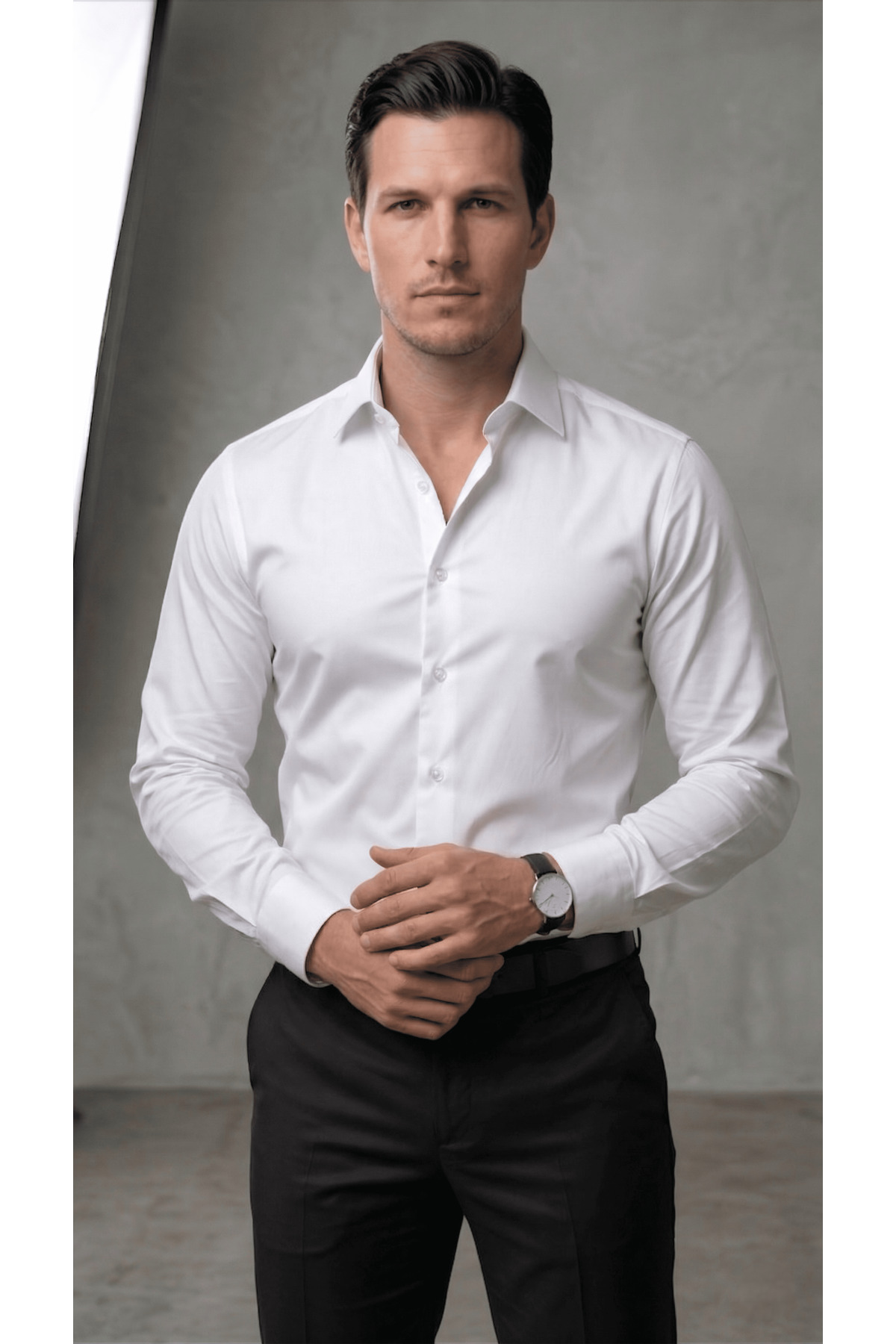 viyamen Erkek Slim Fit Klasik Saten Gömlek görsel 2