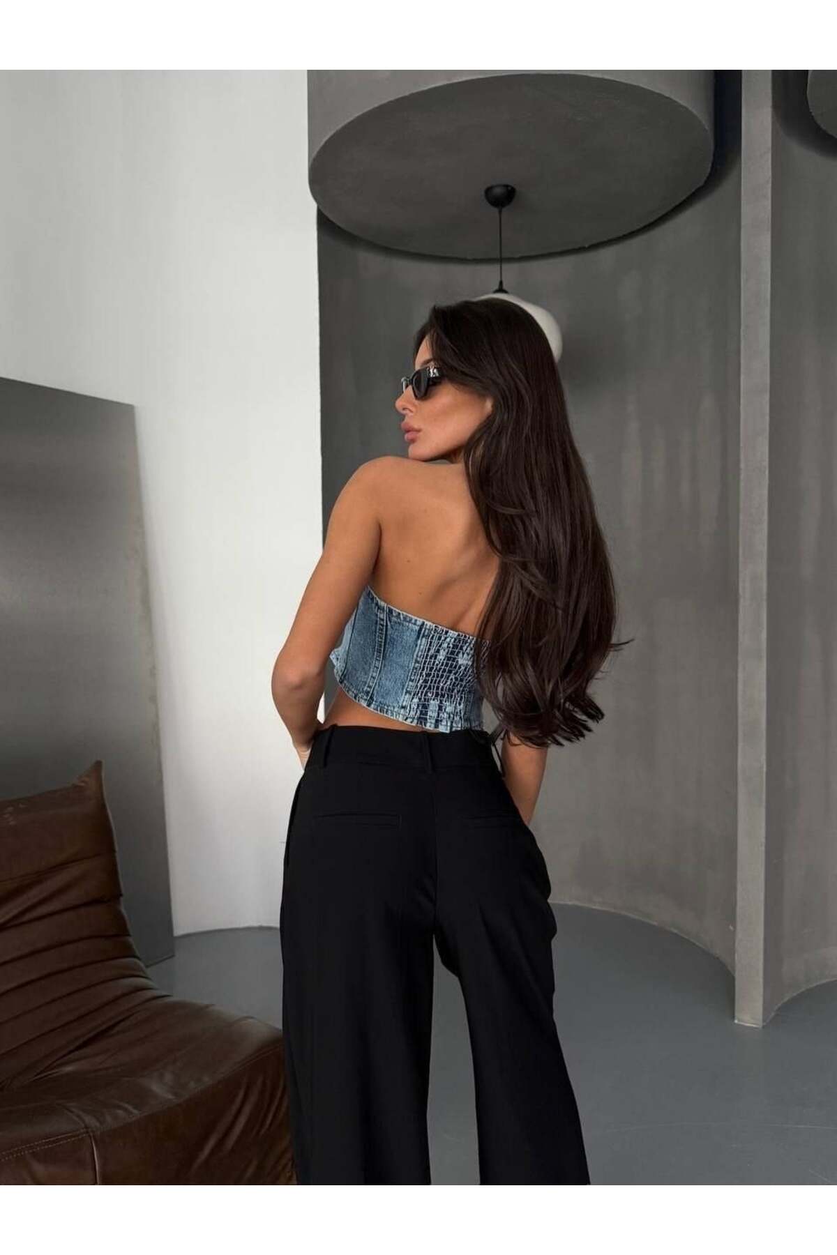 HerTon  Kadın Straplez Denim Büstiyer %100 Pamuk - Görsel 3