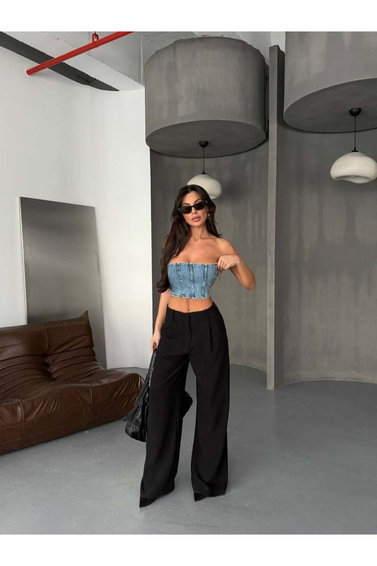 HerTon  Kadın Straplez Denim Büstiyer %100 Pamuk - Görsel 4