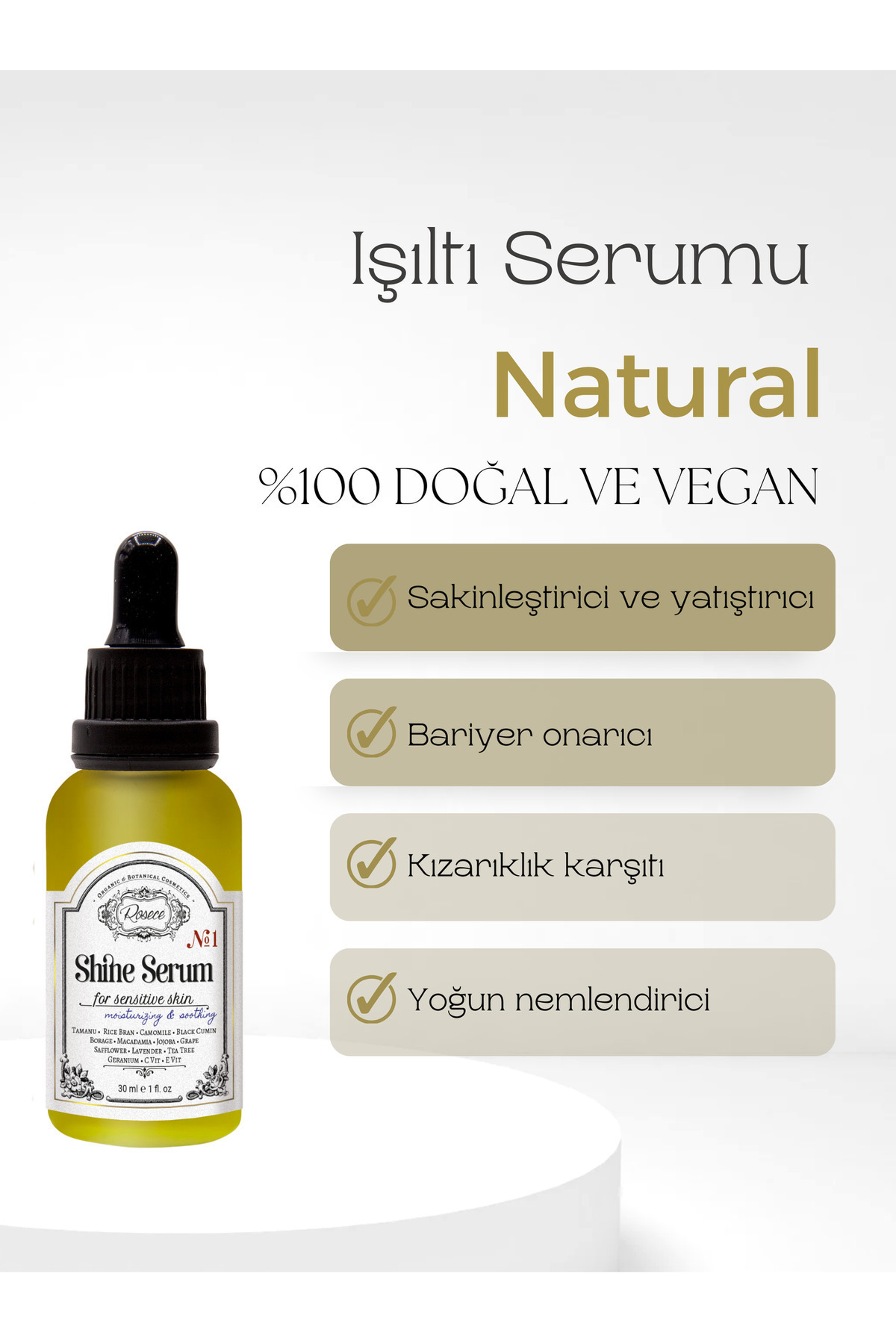 Işıltı Serumu Hassas Kuru Ciltler | Doğal Bakım Yağı Onarıcı Yatıştırıcı Bariyer Güçlendirici 30 ml — R01 — تصویر 2 از 3