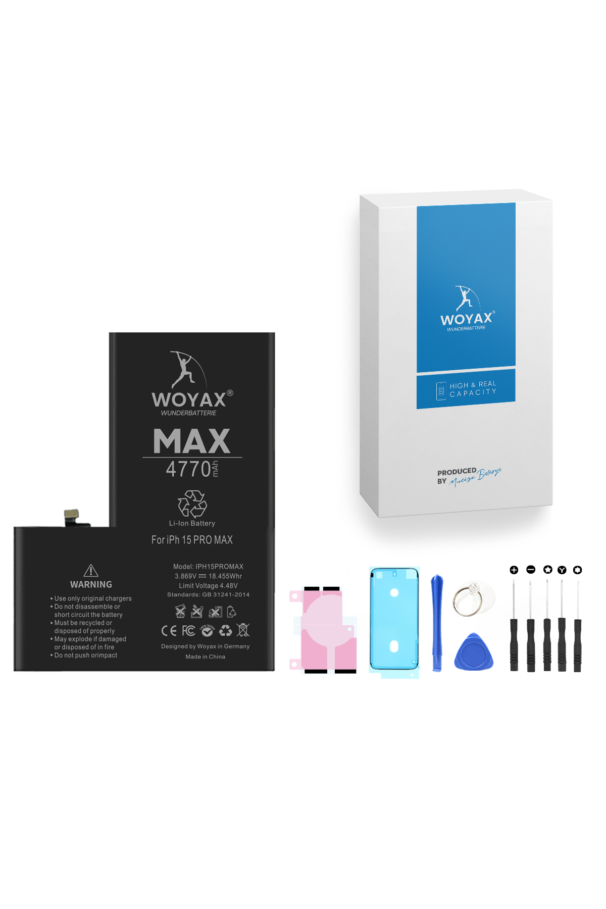 Woyax iPhone 15 Pro Max Batarya 4770 Mah Premium Yüksek Kapasite