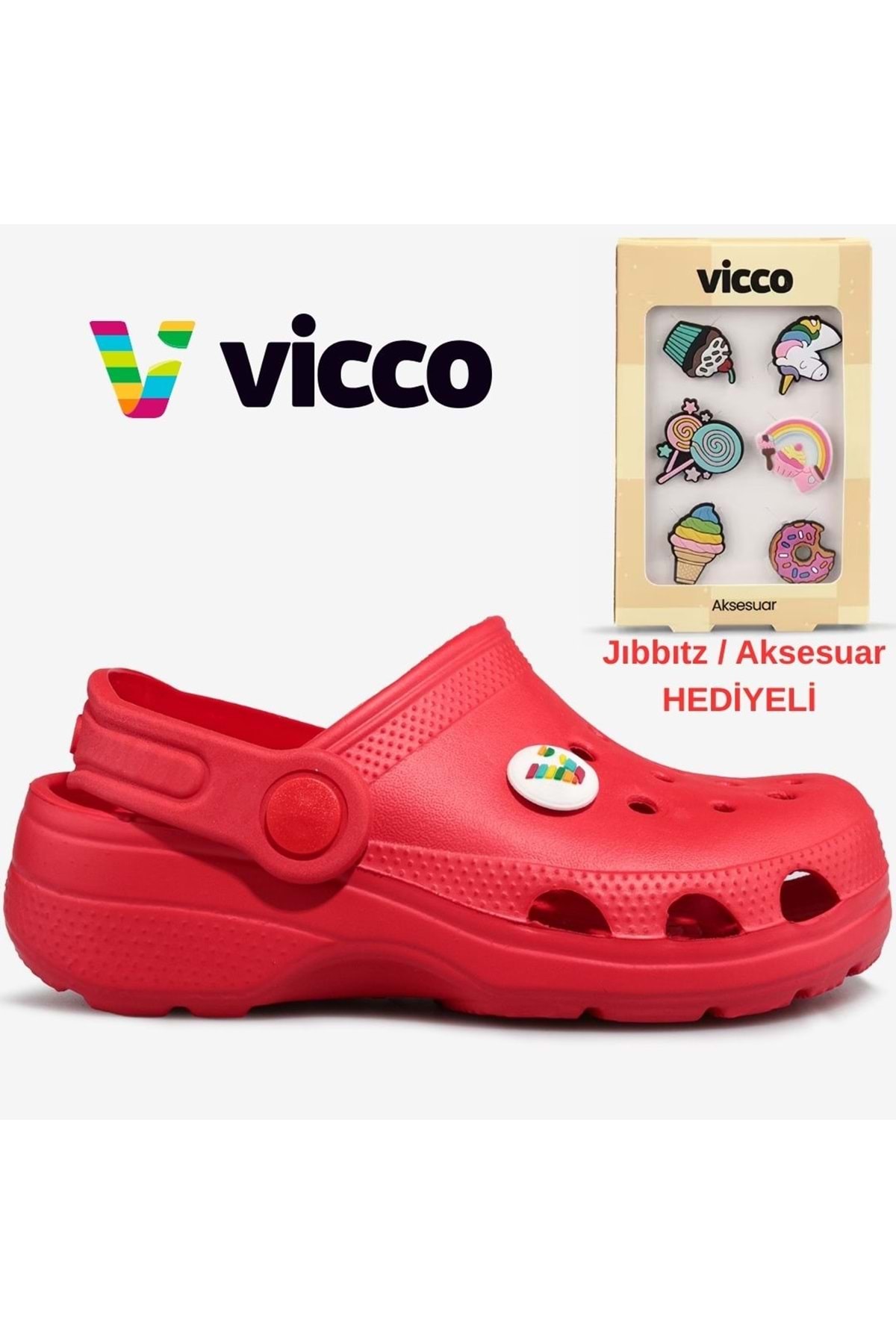 Orthopedic Unisex Children's Slippers with Didim Jıbbıtz Accessory Gift RED