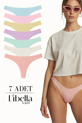 LİBELLA İÇ GİYİM Kadın Pastel Renkli Tanga Külot Pamuklu Likralı Esnek Konfor...