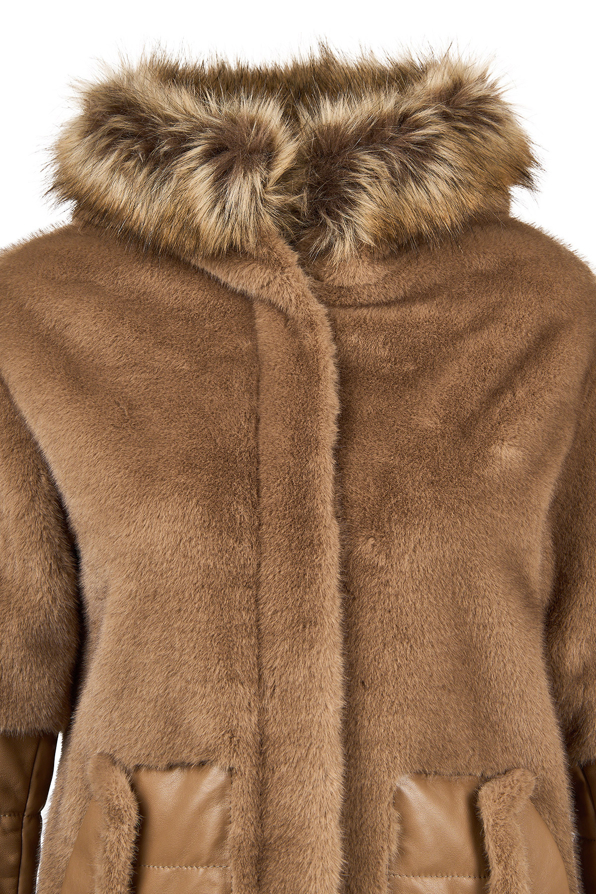 Derimod  Virginia Kadın Kahverengi Kapüşonlu Uzun Teddy Kaban 25WGP5131FF - Görsel 6