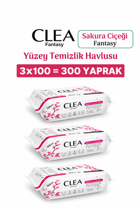 CLEA Sakura Çiçeği Fantasy Yüzey Temizlik Havlusu 3’lü 100 Yaprak