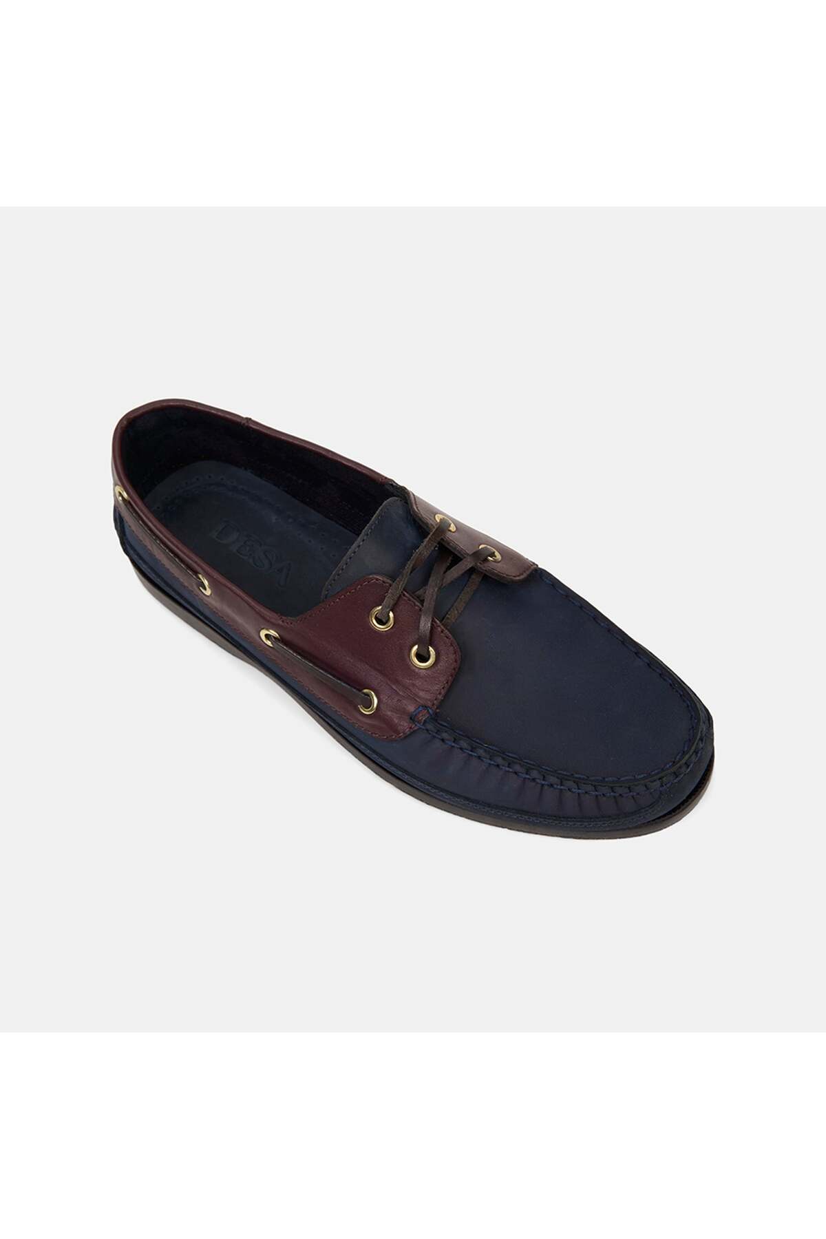 Desa Erkek Lacivert - Bordo Detaylı Nubuk Deri Loafer görsel 7
