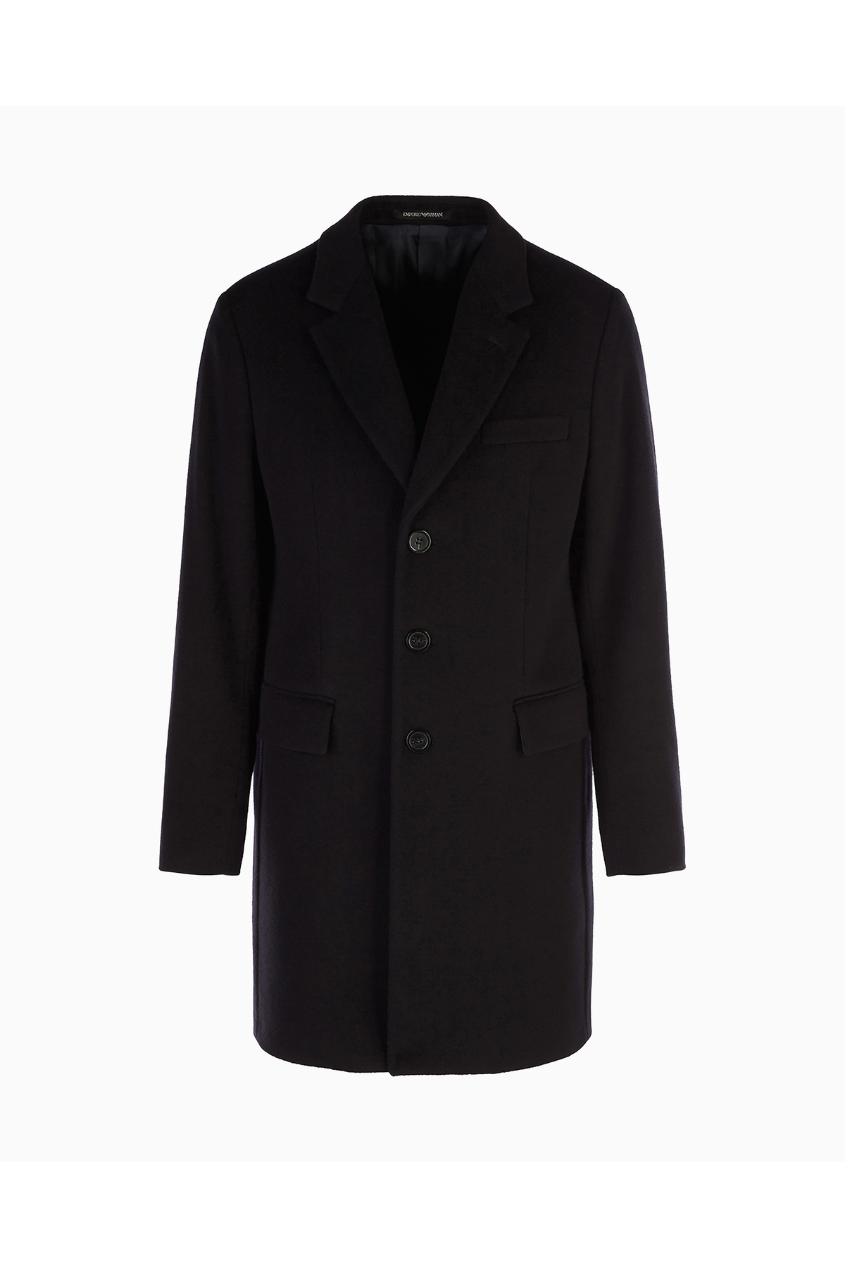 Emporio Armani  Erkek Normal Kalıp Astarlı Düğme Kapamalı Lüks Kunduz Derisi İçerikli Yumuşak Kaşmir Lacivert Palto