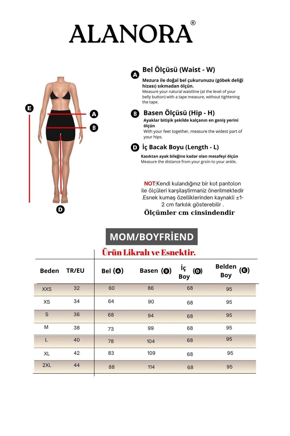 alanora  Kadın Esnek/Likralı Yüksek Bel Mom Jean - Görsel 4