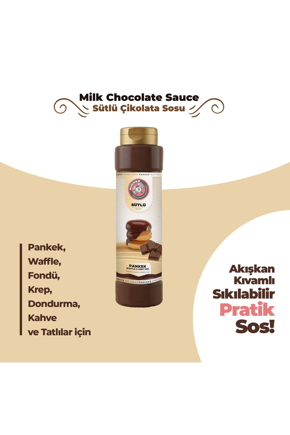 minipan Waffle & Krep & Pankek Sos Sütlü Çikolatalı 800 gr