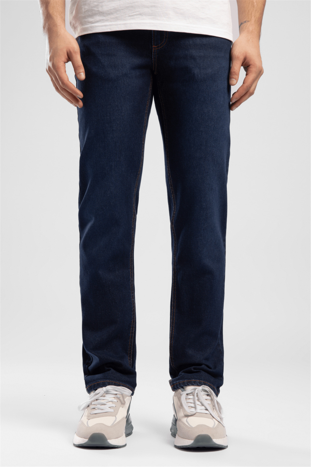 Lee Cooper Marco Erkek Slim Straight Fit Koyu Mavi Jean Pantolon görsel 2