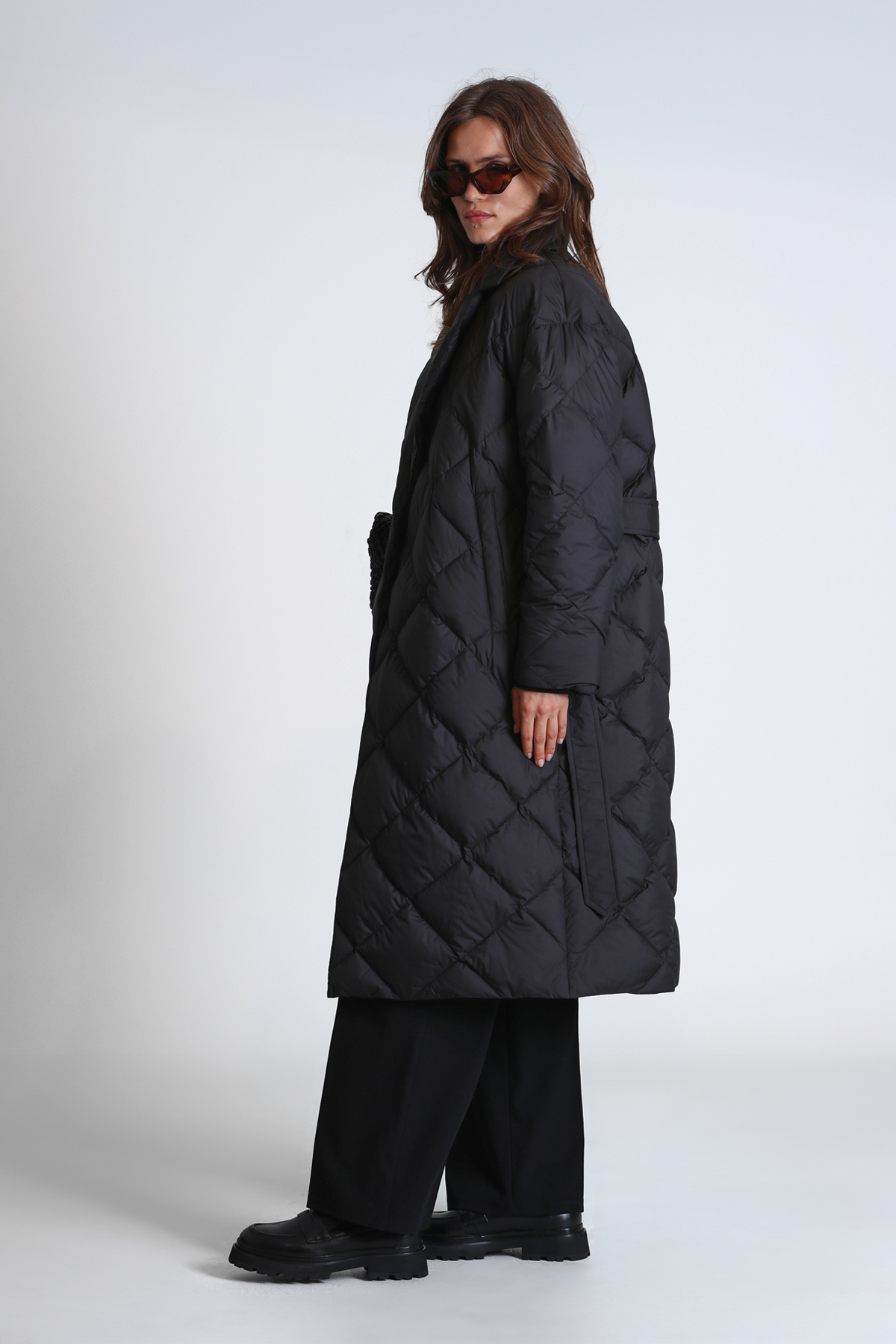 Lufian  Lucy Kaz Tüyü Kadın Mont Siyah - Görsel 5