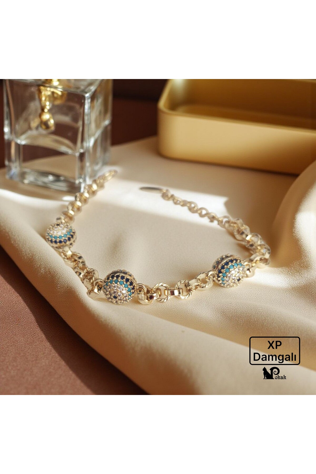 XUPING JEWELRY 14K Altın Rengi Nazar Topçuklu Vip Lux Bileklik görsel 2