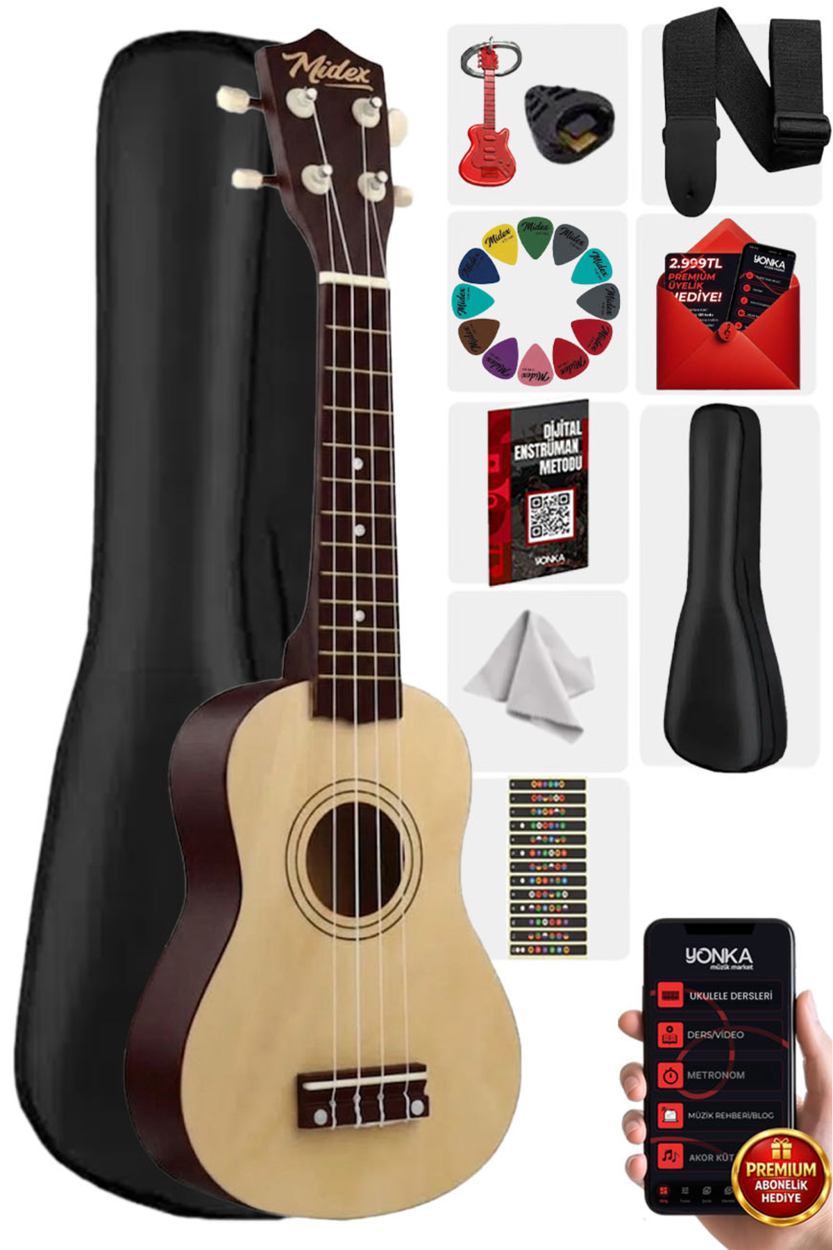 Midex Ukx-901nt Naturel Soprano Ukulele (ASKI ÇANTA PENA) - Fiyatı