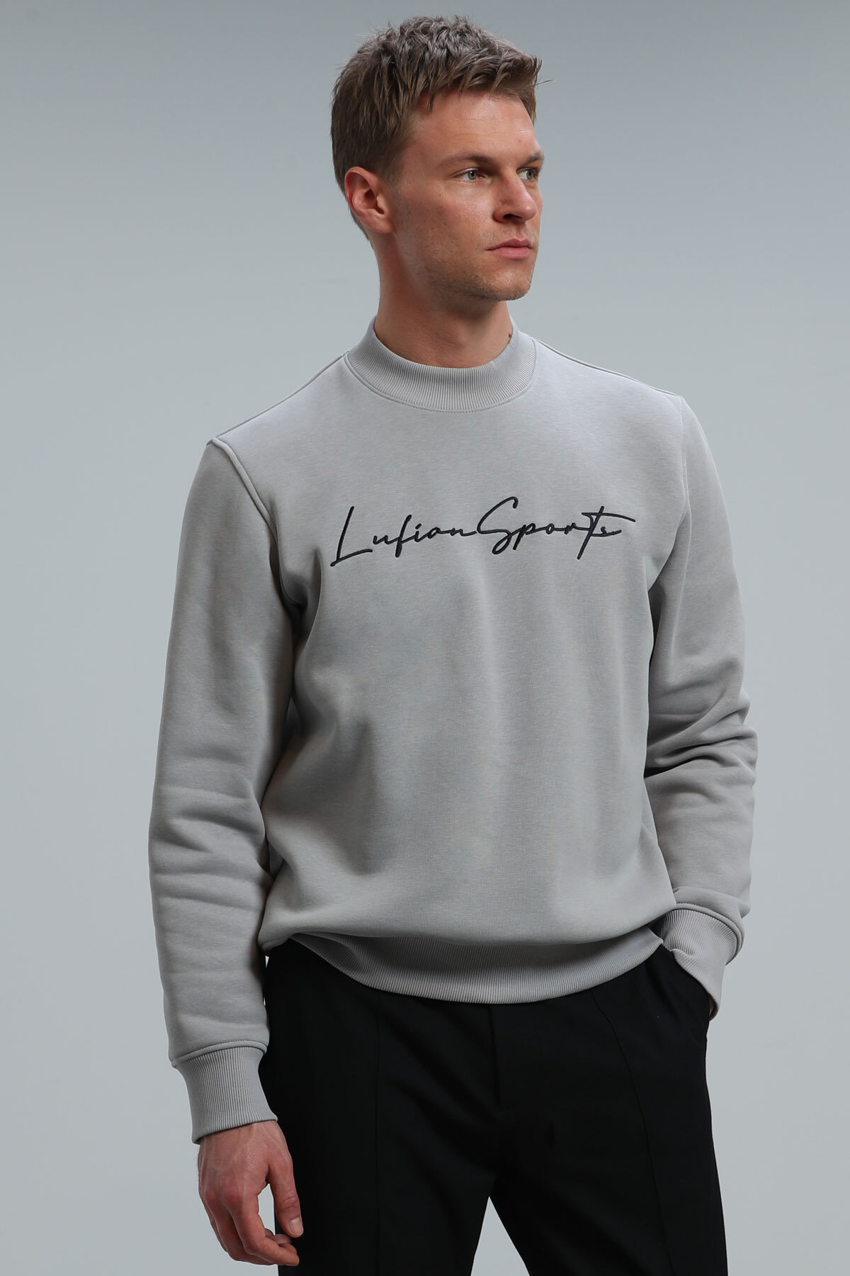 Lufian  Lowe Erkek Sweatshirt Açık Gri - Görsel 5
