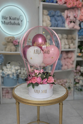 birmutluluk Balonlu çiçek kutusu bebek hediyelik