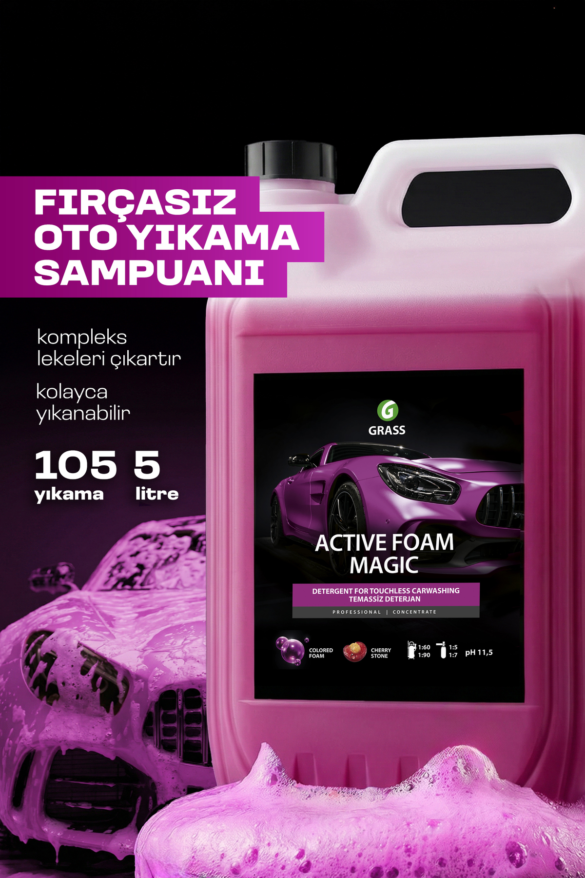 GRASS Active Foam Magıc 6kg Renkli Köpük Fırçasız Oto Yıkama