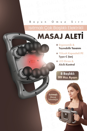 EN SİGA Isıtmalı Çok Başlıklı Elektrikli Masaj Aleti Taşınabilir Boyun Omuz S...