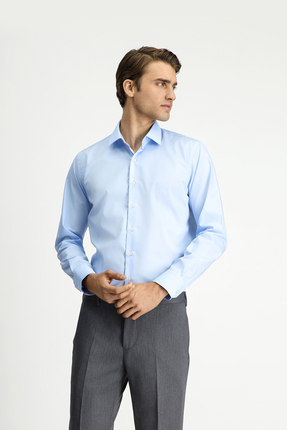 Kiğılı Uzun Kol Slim Fit Non Iron Ütü Gerektirmeyen Pamuklu Klasik Gömlek
