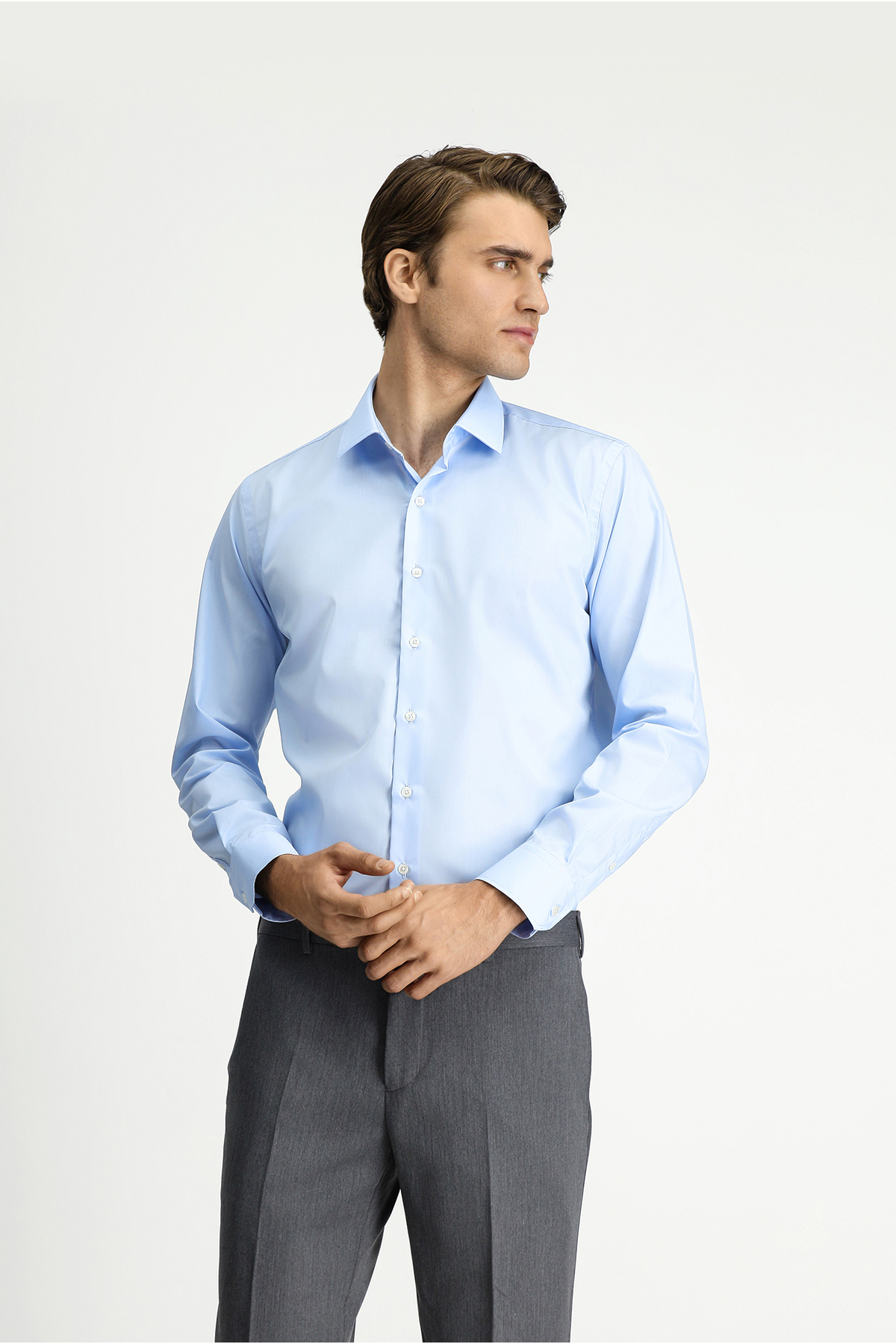 Kiğılı  Uzun Kol Slim Fit Non Iron Ütü Gerektirmeyen Pamuklu Klasik Gömlek