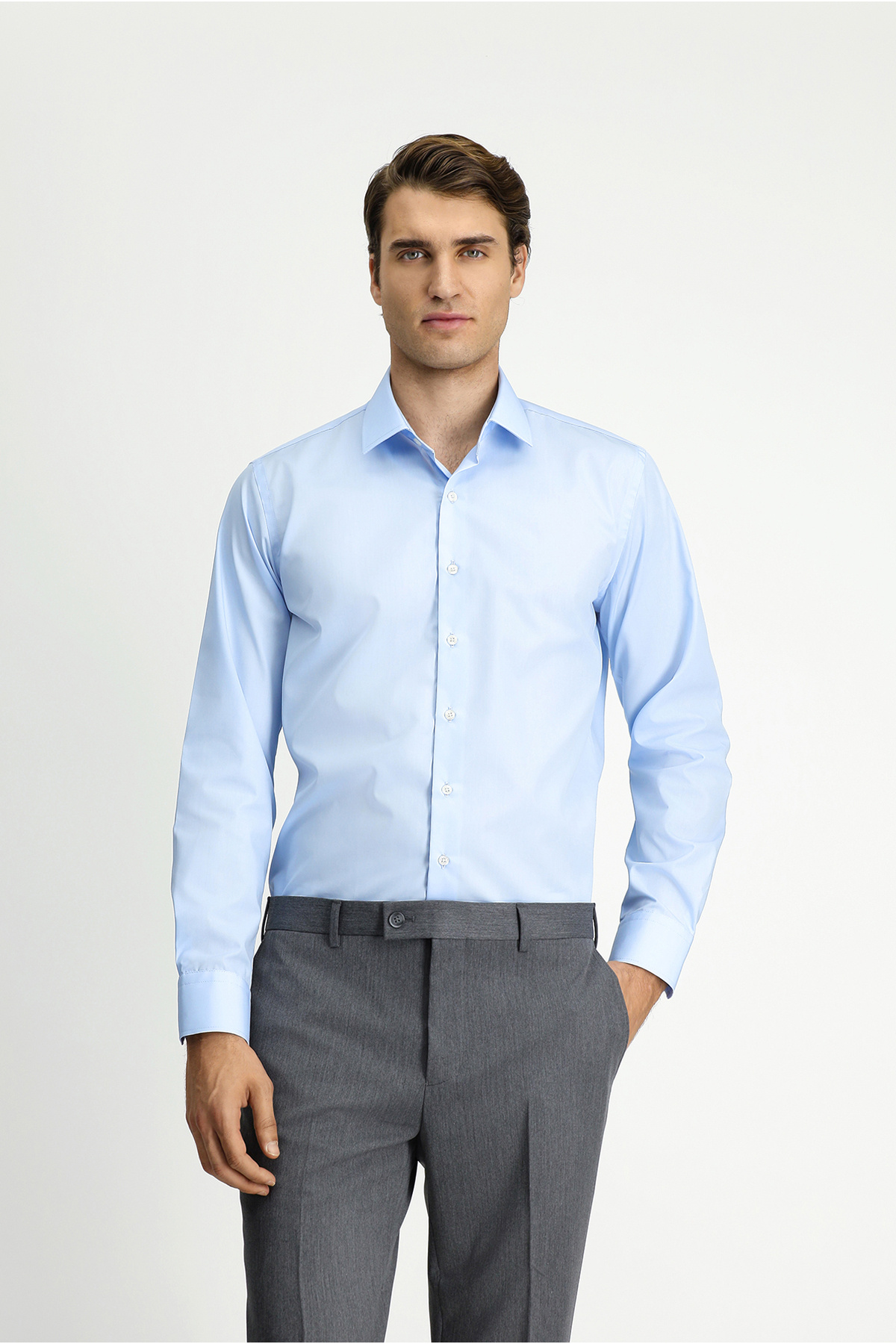 Kiğılı  Uzun Kol Slim Fit Non Iron Ütü Gerektirmeyen Pamuklu Klasik Gömlek - Görsel 3