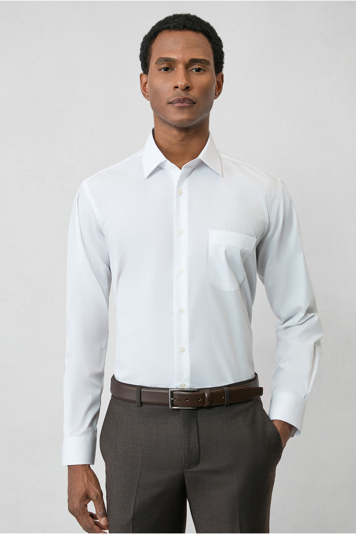 Kiğılı  Uzun Kol Regular Fit Klasik Yaka Cepli Pamuklu Non Iron Ütü Gerektirmeyen Gömlek - Görsel 5