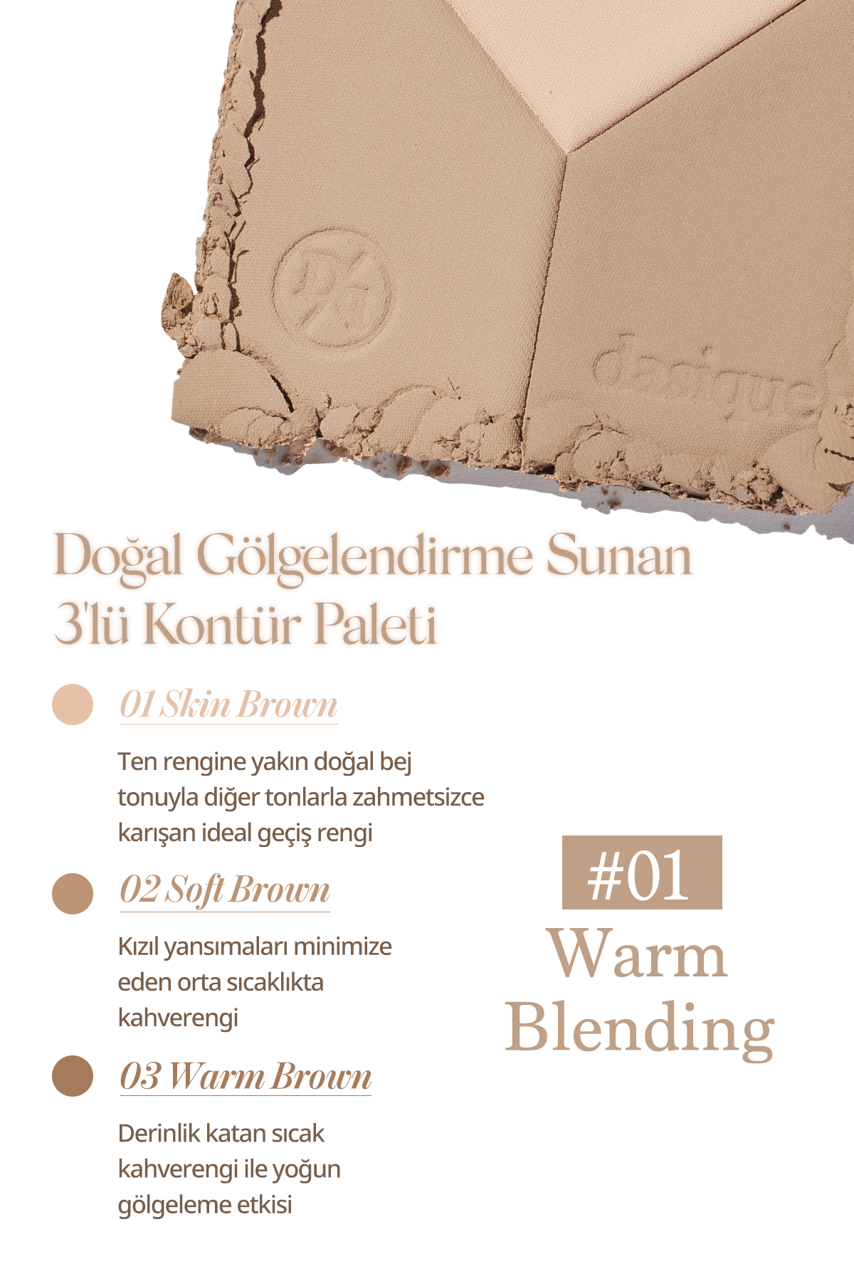 Doğal Gölgelendirme Sunan 3'lü Kontür Paleti V Cut Blending Shading (#01 Warm Blending) — قهوه‌ای 111651 — تصویر 3 از 8