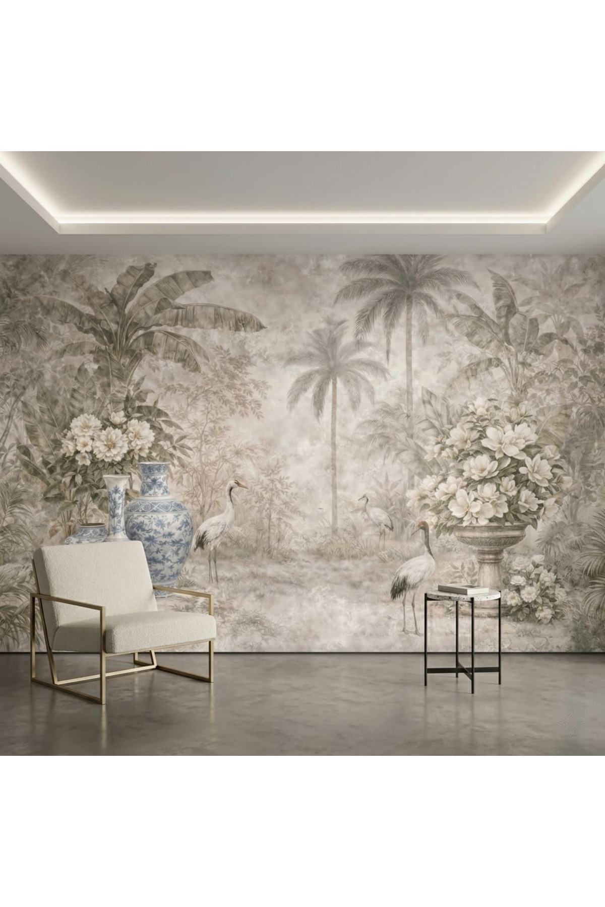 Decorative Wallpaper with Tropical Garden View