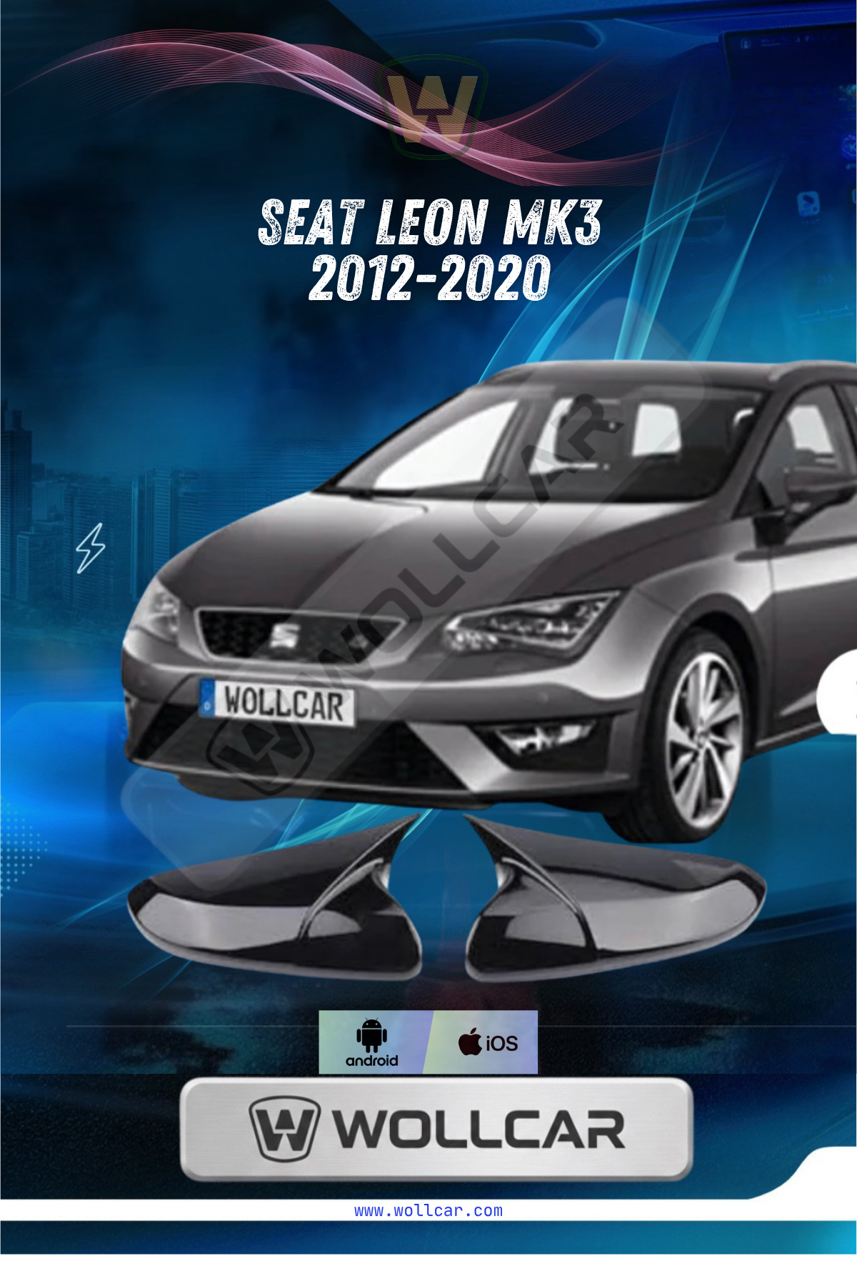 2013/2020 Seat Leon Piano Black Yarasa Ayna Kapağı