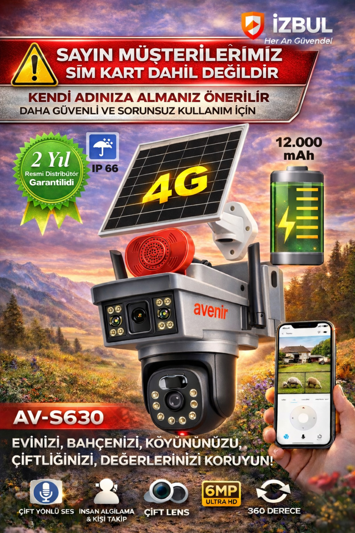 Avenir 2026 Yeni Versiyon , Yapay Zeka,4g Güneş Enerjili solar Sim