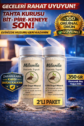 MilaNila Diatom Toprağı Tahta Kurusu İlaci 2li Set 700 GR Tahtakurusu İlaci D...
