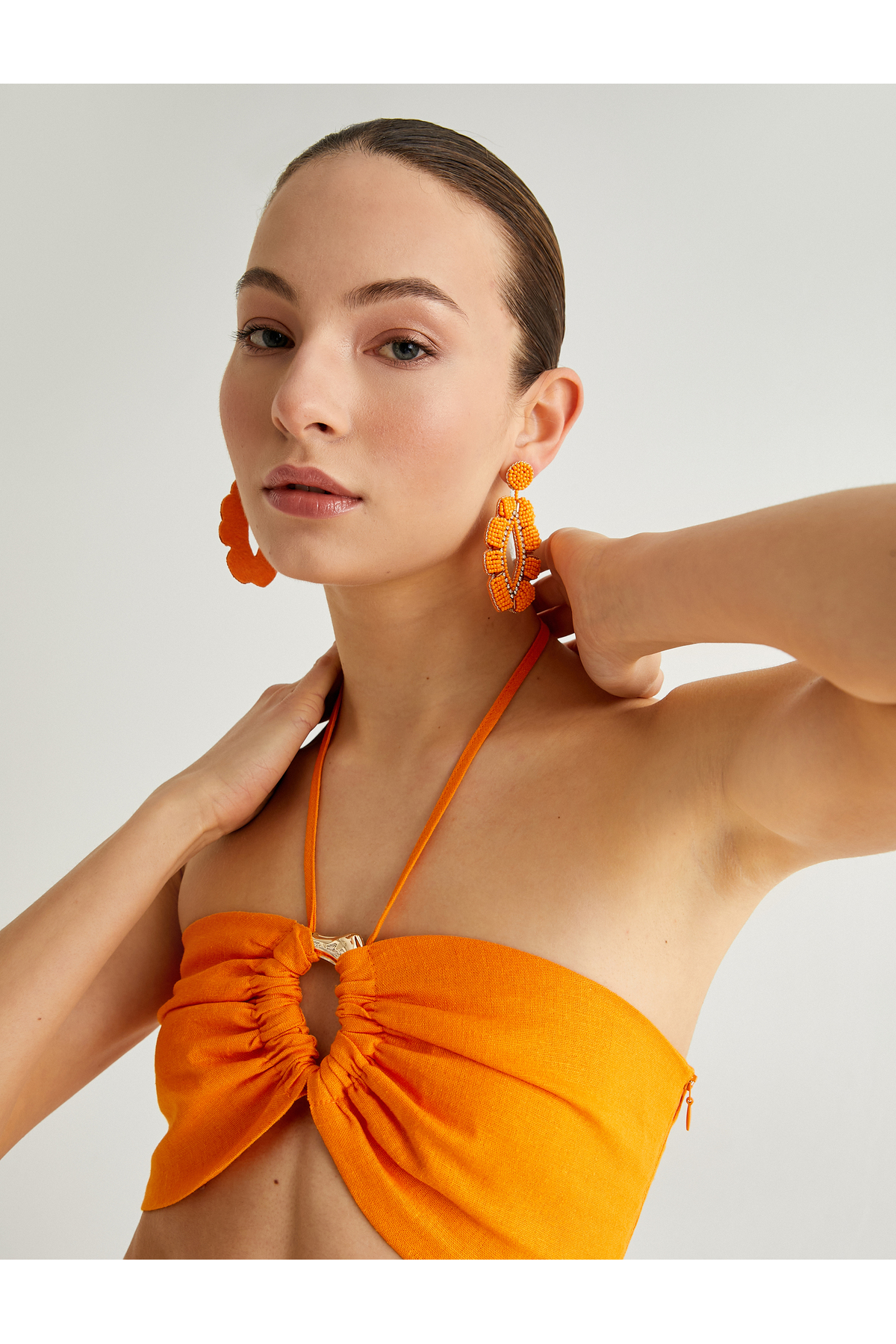 X Sibil Çetinkaya - Crop Singlet with Neck Ties