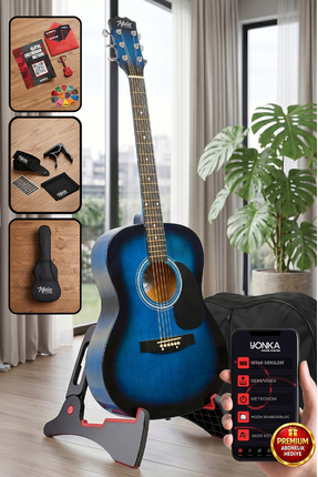 Midex Rg-550bl Pack Kaliteli Mavi 40 Inç Akustik Gitar Seti 4/4 Yetişkin