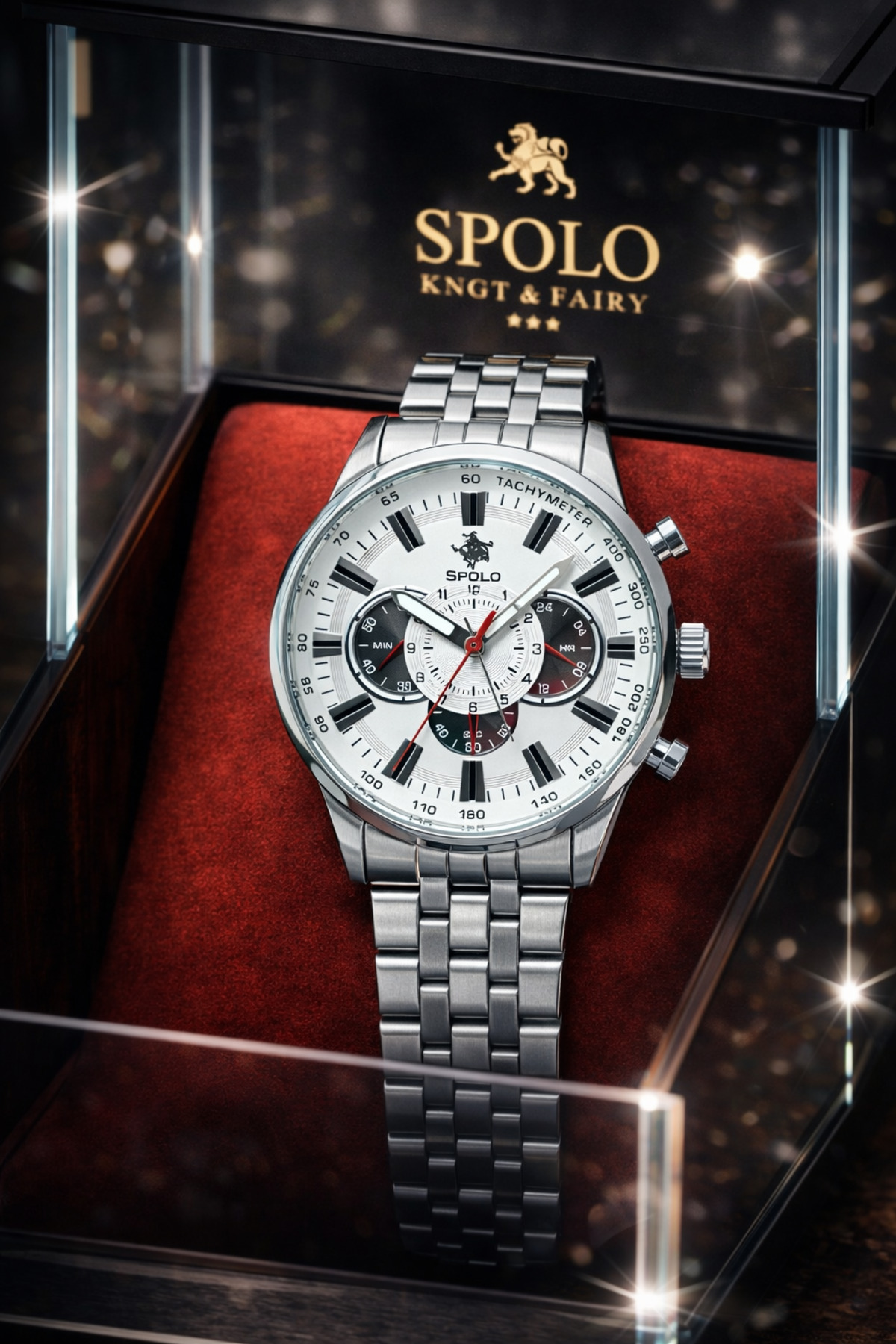 Silver Color Black Dial Men Wrist Watch Bracelet Gift