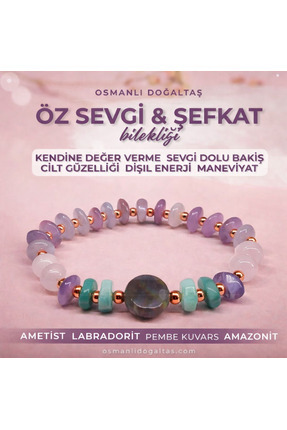 OSMANLI DOĞAL TAŞ Sertifikalı Öz Sevgi & Şekfat Bilekliği Turmalin Pembe Kuva...