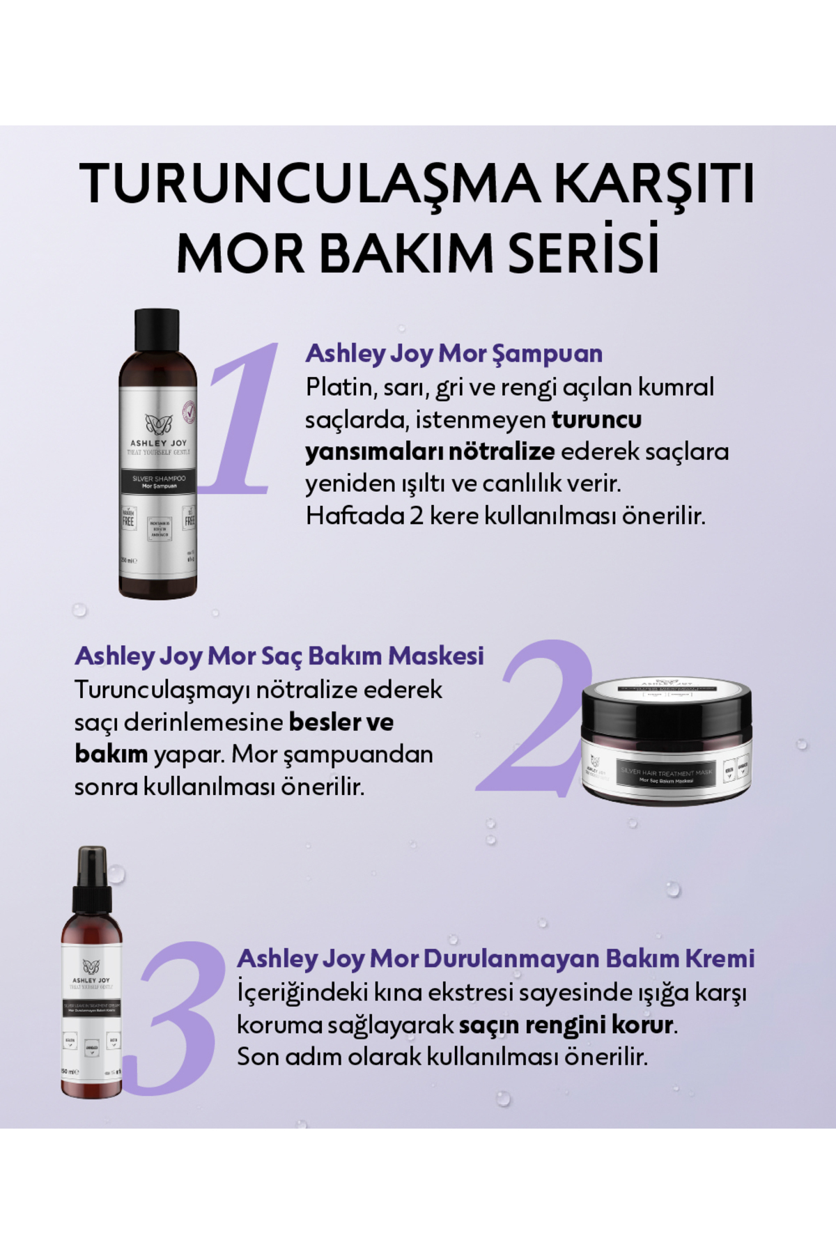 Platin,sarı Saçlar Için Turunculaşma Karşıtı Durulanmayan Mor Sıvı Saç Bakım Kremi 150 ml Silver — AJ.02.00038 — تصویر 6 از 6