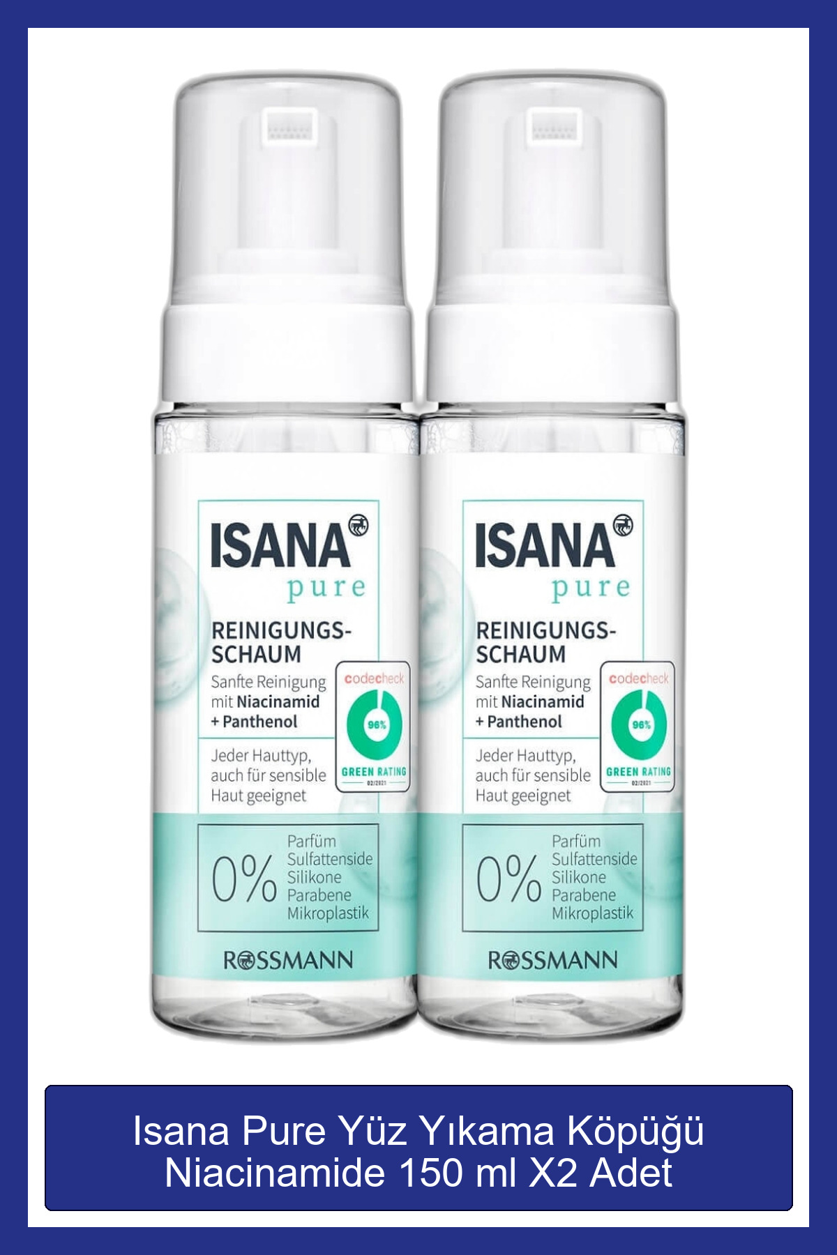 ISANA فوم پاک کننده صورت خالص نیاسینامید ۱۵۰ میلی لیتر x2 بسته — SETR046