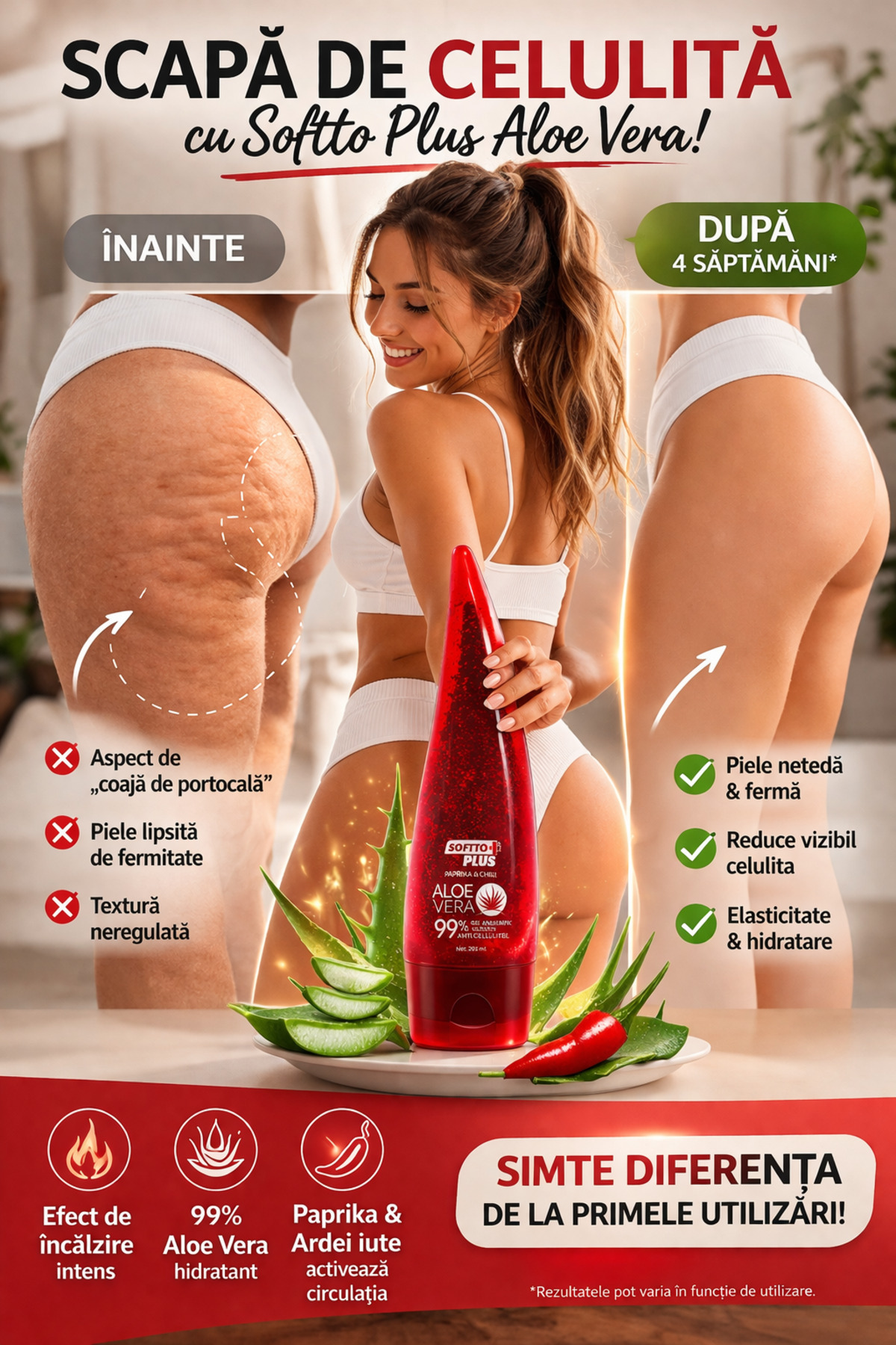 Softto Plus Θερμοενεργό τζελ κατά της κυτταρίτιδας με αλόη βέρα