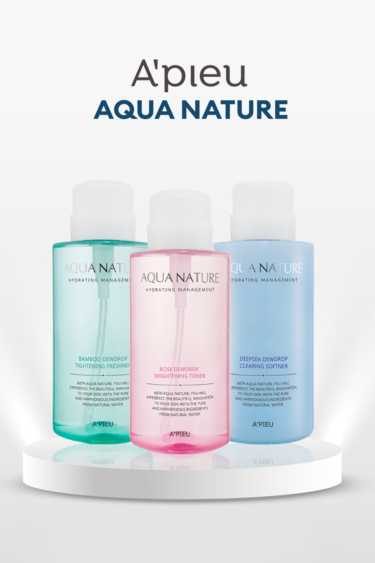 Pürüzsüzleştirici Tonik 500ml A'PIEU Aqua Nature Deep-Sea Dewdrop Clearing Softener — 8809643521352 — تصویر 7 از 7