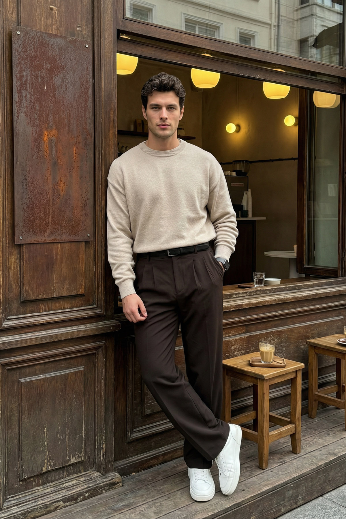 Livio Ferri  Erkek Kumaş Baggy Kalıp Pileli Pantolon - Görsel 7