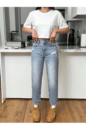 HerTon Kadın Yüksel Bel Mom Jean Pantolon %100 cotton Esneme yok