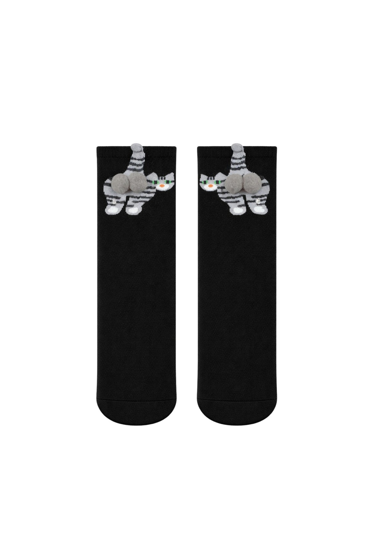 CARNAVAL SOCKS 4’lü Ponponlu Kedi Desenli Unisex Kutulu Çorap Seti görsel 8
