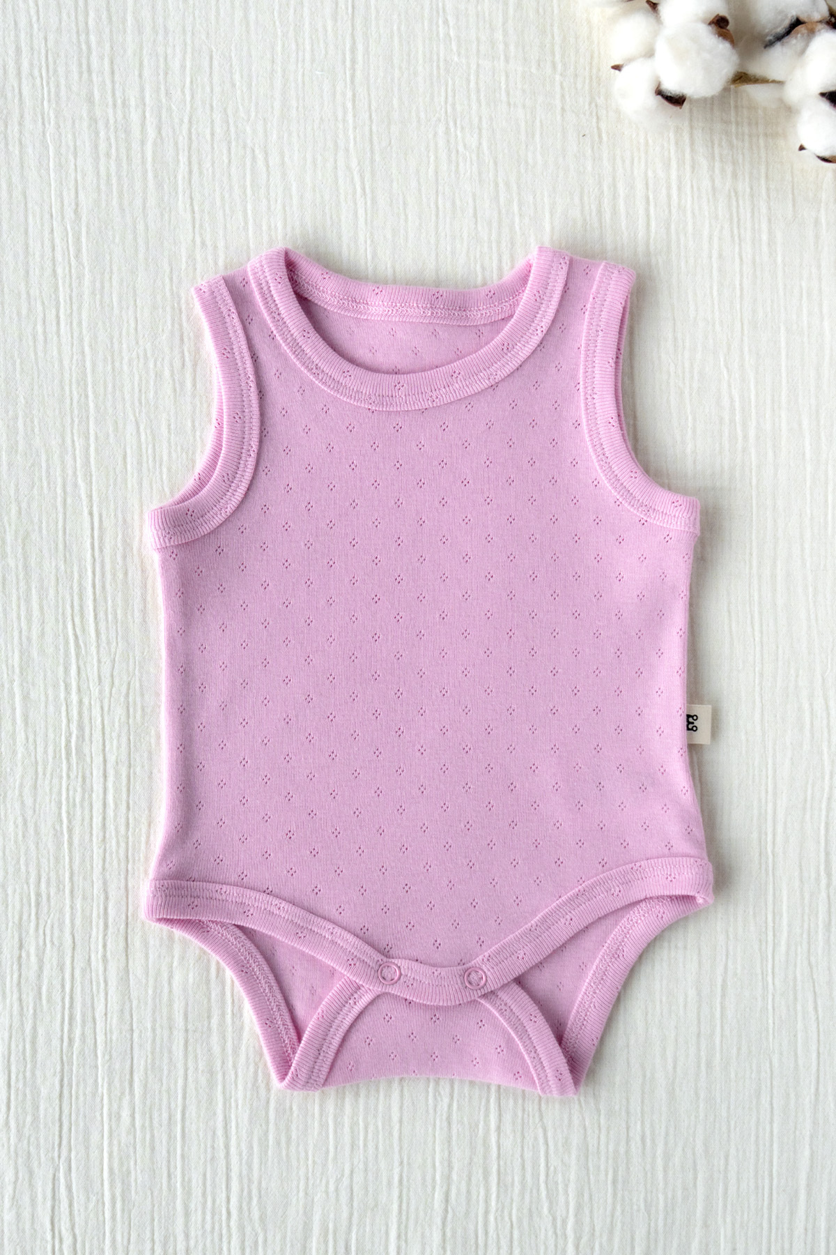 100% Cotton Pointel Snapsuit with Snap Fastener - Pink