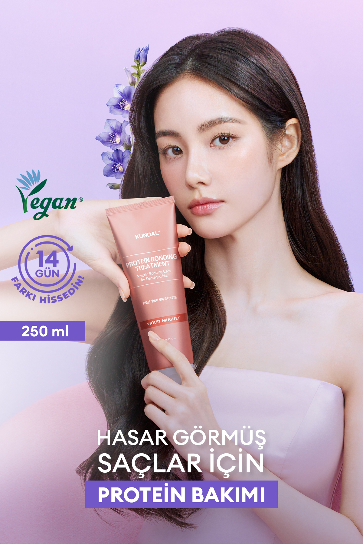 Kundal Yoğun Onarıcı ve Isı Koruyucu Bakım Kremi KUNDAL Protein Bonding Treatment 250ml Violet Muguet — 7100