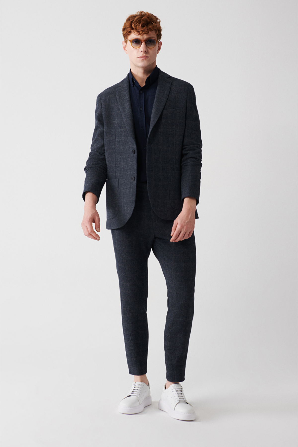 Avva  Erkek Lacivert Atarsız Mono Yaka Çift Yırtmaçlı Ceket A32Y4051 - Görsel 6