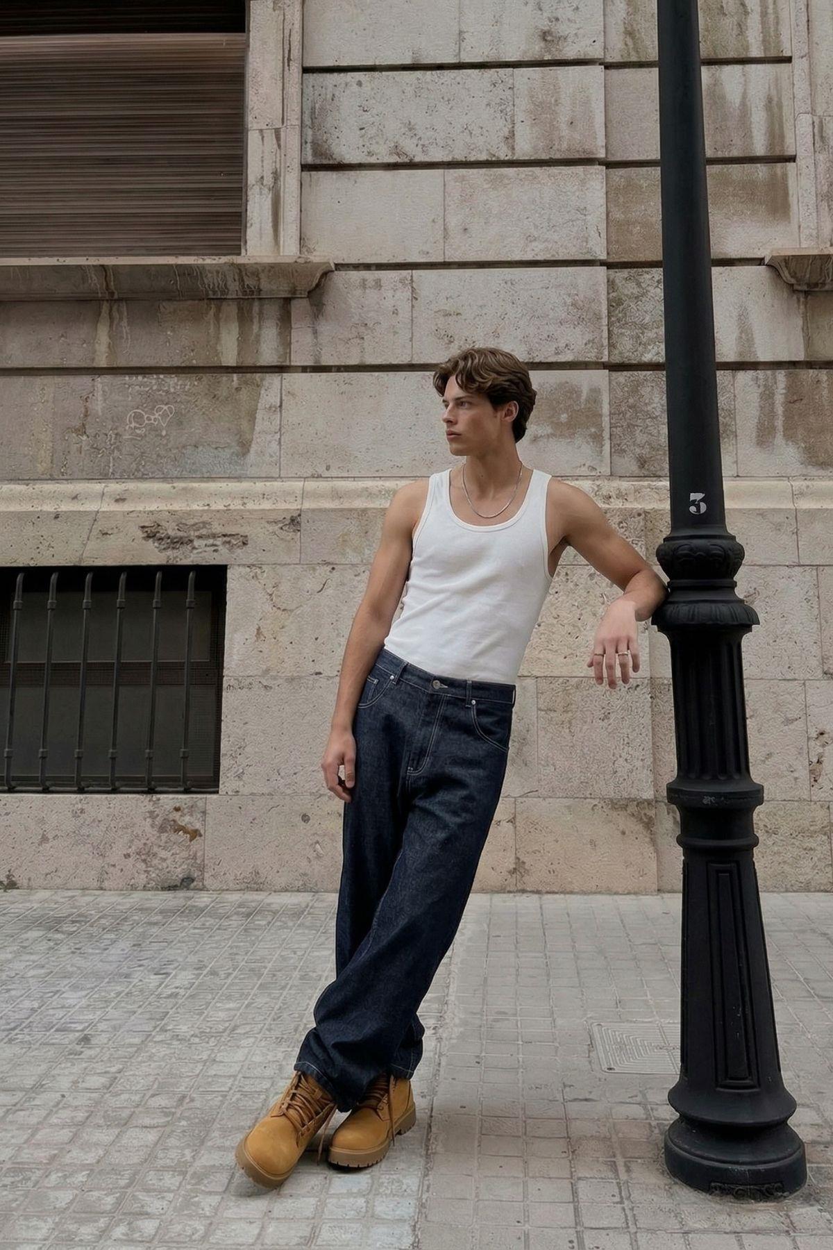 VAMOSCLO Super Baggy Fit Jean K.Mavı