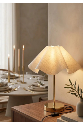 HOMİNG Viora Modern Keten Kumaş Abajur