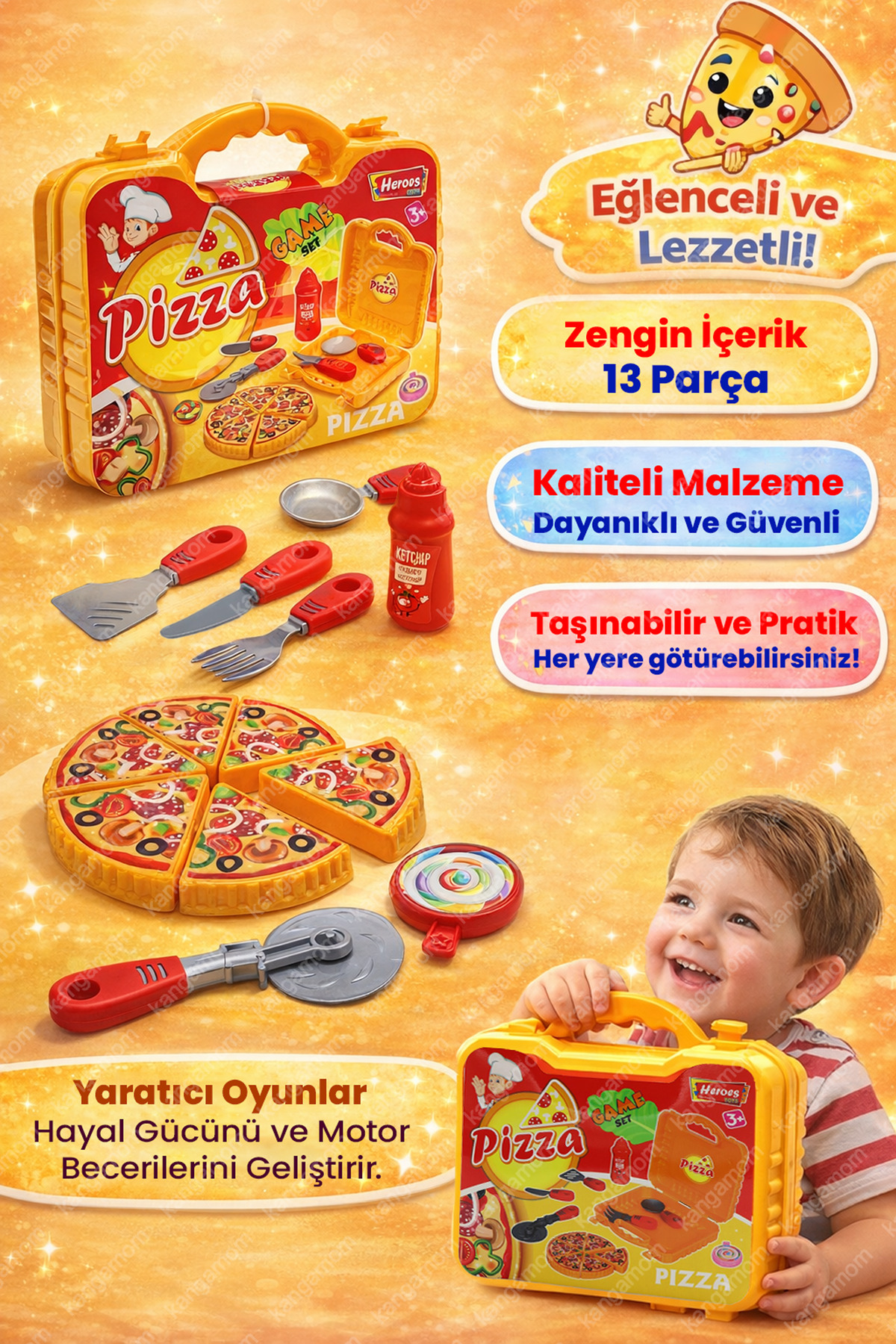 Heroes Çantalı Pizza Seti - Çocuklar Için Eğitici Öğretici