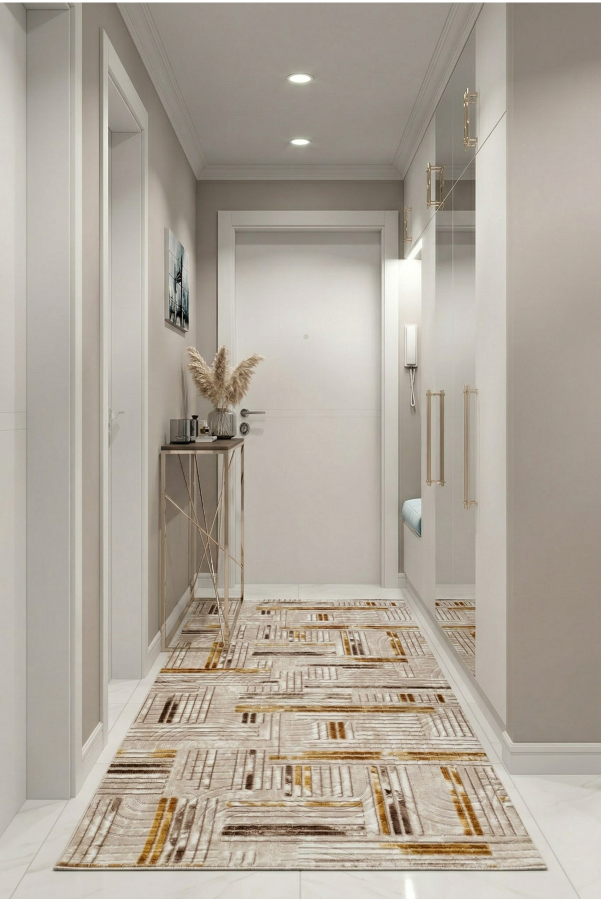 Anti-Slip Carpet Cutting Runner Living Room Corridor Kitchen Bedroom Rug 6005 BEIGE