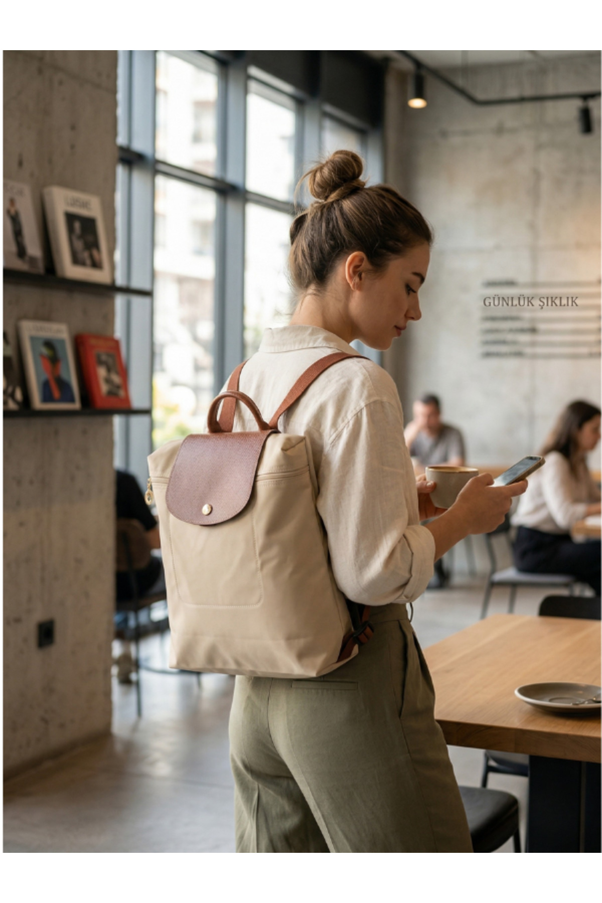 shopExxtra Kadın Sırt Çantası Suya Dayanıklı Kumaş Günlük Kullanım Ayarlanabilir Askılı Şık Tasarım 33x30x9 cm görsel 5